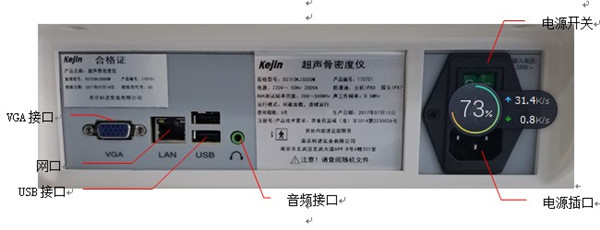 OSTEOKJ3000M、OSTEOKJ3000M+、OSTEOKJ3000S、OSTEOKJ3000S+型號骨密度儀接口示意圖